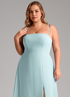 Azazie Wren Bridesmaid Dresses Mist A-Line Side Slit Chiffon Convertible Dress image10