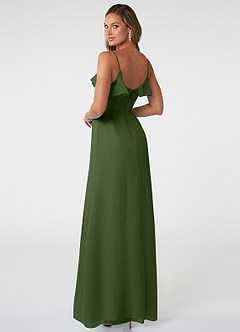 Azazie Natalia Bridesmaid Dresses Olive A-Line Chiffon Dress image4