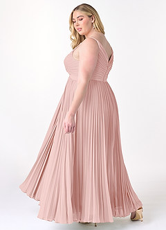 Azazie Raychelle Vestidos de madrinha de casamento Vestido Pó Rosa de Chiffon de Linha A com Plissado image11