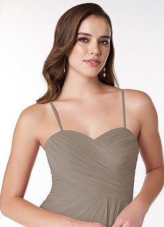 Azazie Arabella Allure Abiti da Damigella Abito Convertibile A-Line in Chiffon Scollo a Cuore Taupe image6