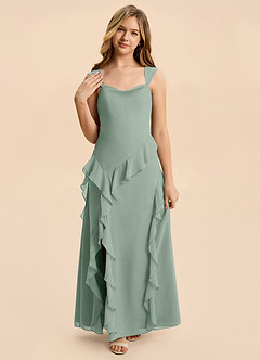 Azazie Sloane Junior Silver Sage A-Line Sweetheart Neckline Chiffon Dress image6