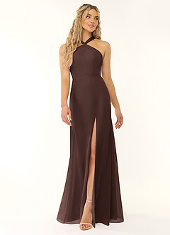 Azazie Rue Bridesmaid Dresses Ganache A-Line Halter Chiffon Dress image1