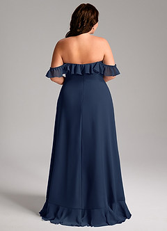 Azazie Lyra Robes de demoiselle d'honneur Robe Trapèze Convertible en Mousseline de soie Bleu Marine Foncé image12