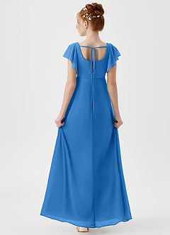 Azazie Bondi Junior A-Linie Seitliche Cut-Outs Gittergewebe Kleid Blauhäher image2