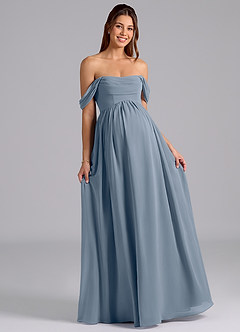 Azazie Saige Maternity Bridesmaid Dresses A-Line Pleated Chiffon Floor-Length Dress image4