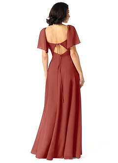 Azazie Chloe At-home Try On Dresses Terracotta A-Line Sweetheart Neckline Chiffon Dress image2