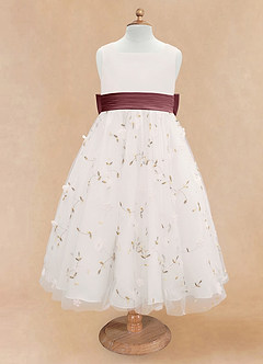 Azazie Pollie Flower Girl Dresses Ivory Desert Rose A-Line Bow Tulle Dress image11