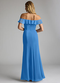 Azazie Sophie Robes de demoiselle d'honneur Robe Trapèze Convertible en Mousseline de soie Épaule décolletée Geai Bleu image3