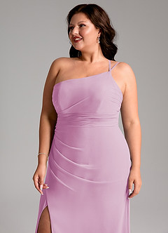 Azazie Eren Bridesmaid Dresses Candy Pink Sheath One Shoulder Chiffon Dress image13