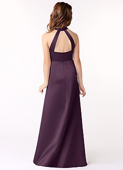 Azazie Laurel Junior Plum A-Line Stretch Satin Dress image3