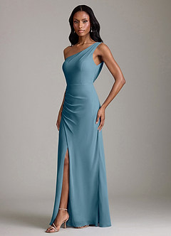 Azazie Madelyn Bridesmaid Dresses Bermuda Mermaid One Shoulder Chiffon Convertible Dress image5