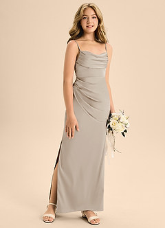 Azazie Mai Junior Vestido de Escarcha de Satén Elástico de Corte en A con Escote de Corazón image3
