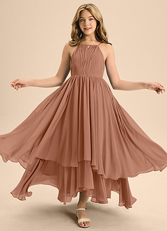 Azazie Elliora Junior Bronzer A-Line Pleated Chiffon Dress image5