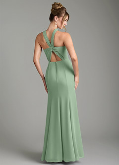 Azazie Rue Bridesmaid Dresses Matcha A-Line Halter Chiffon Dress image2