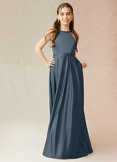 Azazie Arianthe Junior Twilight A-Line with Pockets Stretch Satin Dress image4