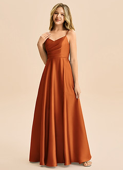 Azazie Rumi Junior Klä av A-Line i Stretch Satin Plisserad image3