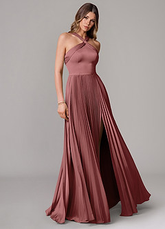 Azazie Afra Brautjungfernkleider A-Linie Plissee Stretch-Satin Kleid Amethyst image1