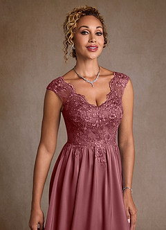 Azazie Amethyst Abiti per la Madre della Sposa Abito A-Line in Pizzo Rosa Del Deserto image6