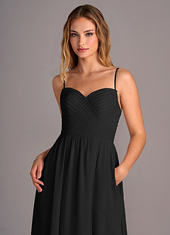 Azazie Joni Bridesmaid Dresses Black A-Line Strapless Chiffon Convertible Dress image2