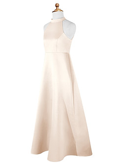 Azazie Laurel Junior Vestido de Alabastro Blanco de Satin Mate de Corte En A image8