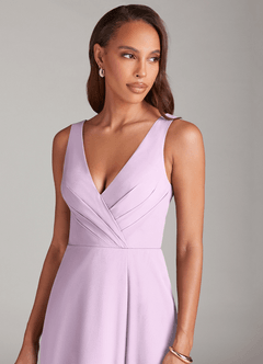Azazie Nelly At-home Try On Dresses Agave A-Line Pleated Chiffon Dress image6