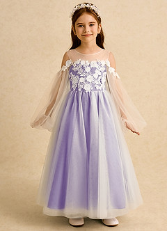 Azazie Zimi Abiti da Ragazza di Fiori Abito Principessa in Tulle Scollo a Cuore Tahiti image5