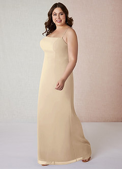 Azazie Tayla Final Sale Champagne Sheath Chiffon Dress image8