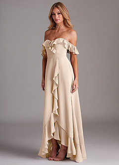 Azazie Lyra Bridesmaid Dresses White Alabaster A-Line Chiffon Convertible Dress image5