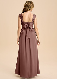 Azazie Hattie Junior A-Linie Plissee Stretch-Satin Kleid Espresso image2