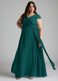 Azazie Organa Bridesmaid Dresses Peacock A-Line Pleated Chiffon Dress image7