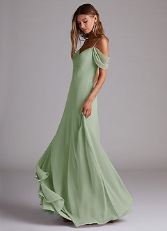 Azazie Marley Bridesmaid Dresses Dusty Sage A-Line Off the Shoulder Chiffon Convertible Dress image3