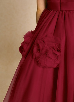 Azazie Vola Flower Girl Dresses Burgundy Ball-Gown Sleeveless Tulle Dress image6
