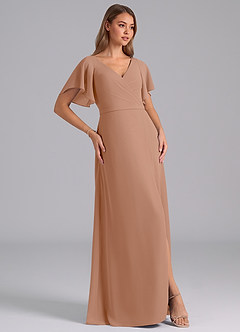 Azazie Ambrosia Abiti da Damigella Abito A-Line in Chiffon Plissettato Champagne Rosa image4