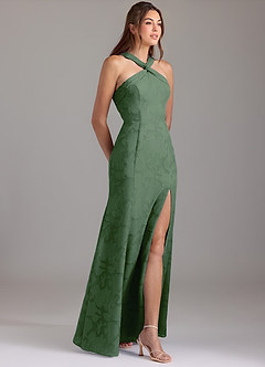 Azazie Rue Robes de demoiselle d'honneur Robe Trapèze en Blumen-Burnout Plissée Eucalyptus image4