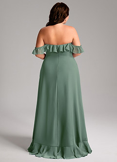 Azazie Lyra Bridesmaid Dresses Eucalyptus A-Line Chiffon Convertible Dress image12