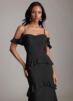 Azazie Chayla Suknie dla druhen Osłona Zza ramienia Szyfon Do ziemi Sukienka image3