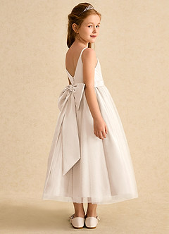 Azazie Patootie vestidos de niña de las flores Vestido de Alabastro Blanco de Tul de Corte En A con Tirante Espagueti image2