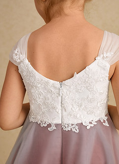 Azazie Momo Flower Girl Dresses Ivory Terracotta A-Line Lace Dress image7