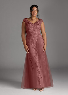 Azazie Melena Mother of the Bride Dresses Desert Rose Mermaid Lace Tulle Dress image11