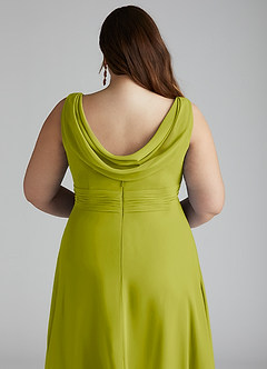 Azazie Karina Bridesmaid Dresses Lemongrass A-Line Pleated Chiffon Dress image10