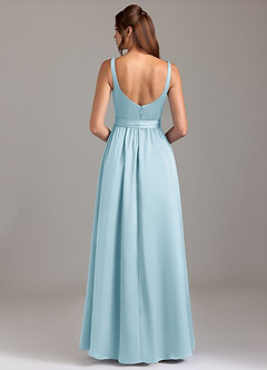 Azazie Elliott Bridesmaid Dresses Sky Blue A-Line with Pockets Stretch Satin Dress image6