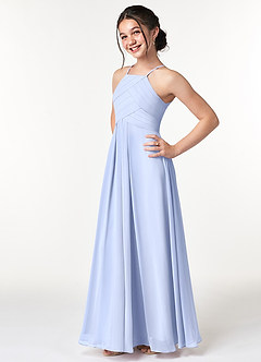 Azazie Ginger Junior A-Linie Plissee Chiffon Kleid Eis image3