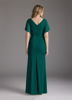 Azazie Song Mother of the Bride Dresses Pine Mermaid V-Neck Pleated Stretch Chiffon Dress image4