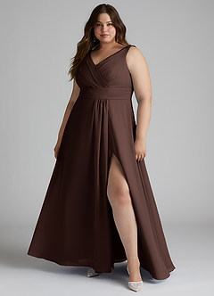 Azazie Karina Bridesmaid Dresses Ganache A-Line Pleated Chiffon Dress image6