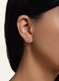front Zircon Leaf Shaped Earrings