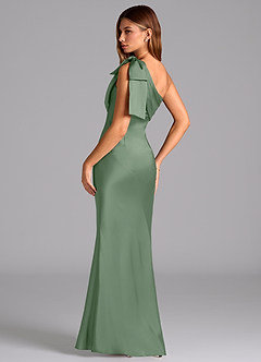 Azazie Yuanna Bridesmaid Dresses Matcha Mermaid One Shoulder Stretch Satin Dress image6