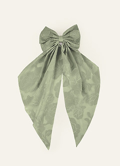 front Matching Color Floral Burnout Bow Hair Clip