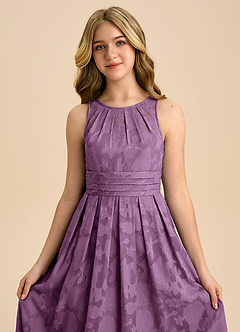 Azazie Bibiane Junior Klä av A-Line i Blommig Utbrändhet Plisserad image7