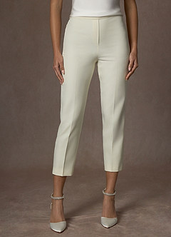 front Charlotte Marfim Conjunto de calça e blusa em tecido refinado