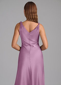 Azazie Nerine Bridesmaid Dresses Wisteria A-Line Pleated Stretch Satin Dress image2